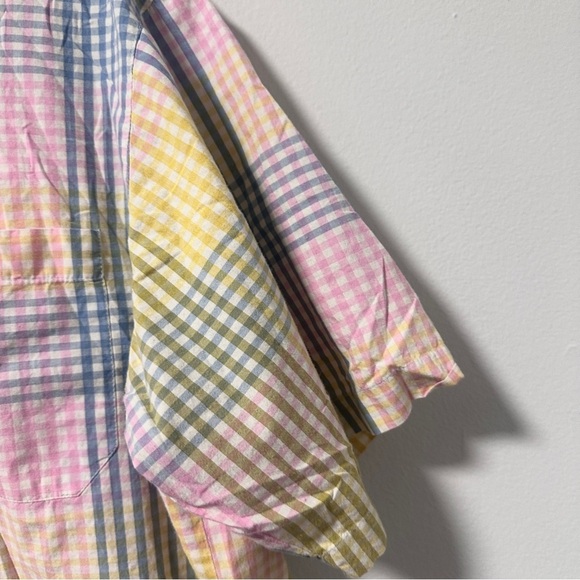 Vintage Timber Creek Pastel Plaid Short Sleeve Button Up Top Mens Size XL Spring - Picture 10 of 16